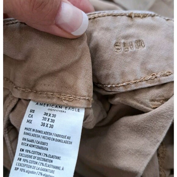 American Eagle Mens Khaki Slim Straight Leg Pants Size 30x27 Flex Chino Uniform - Picture 6 of 11